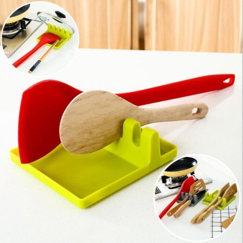 Spoon Pot Lid Shelf 
• silicone
• dishwasher safe
• Easy to store
• organize pots, plates, and large spoons
