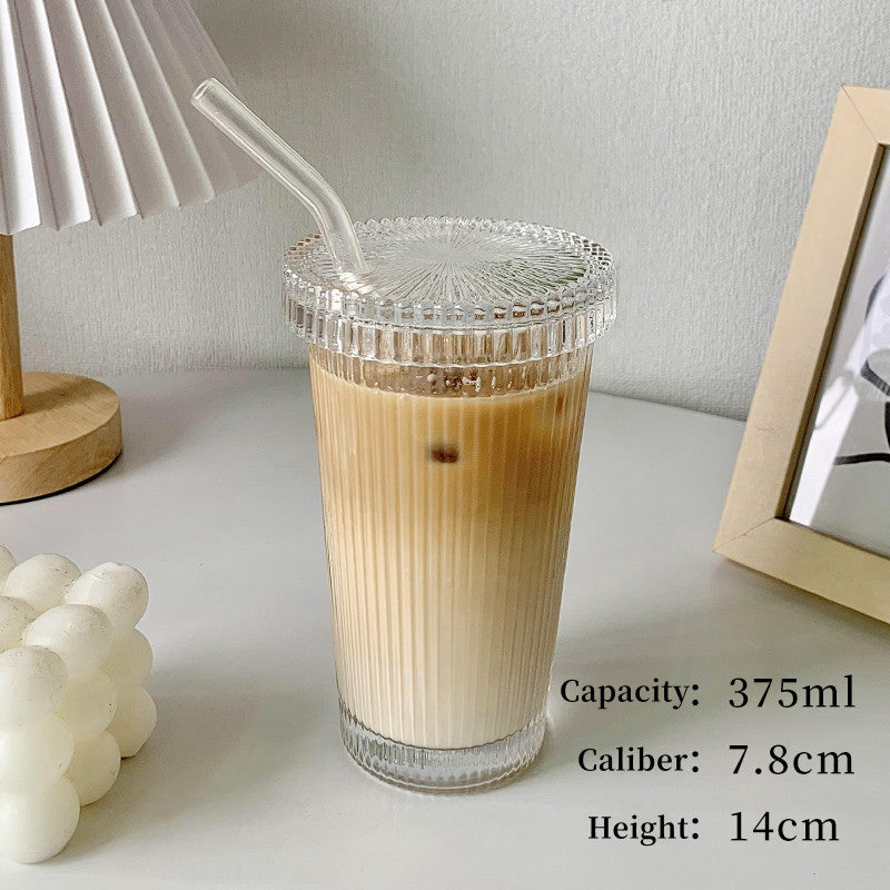 Heat resistant glass nostalgic cup wit straw 
•portable
• durable
• Microwave and dishwasher safe