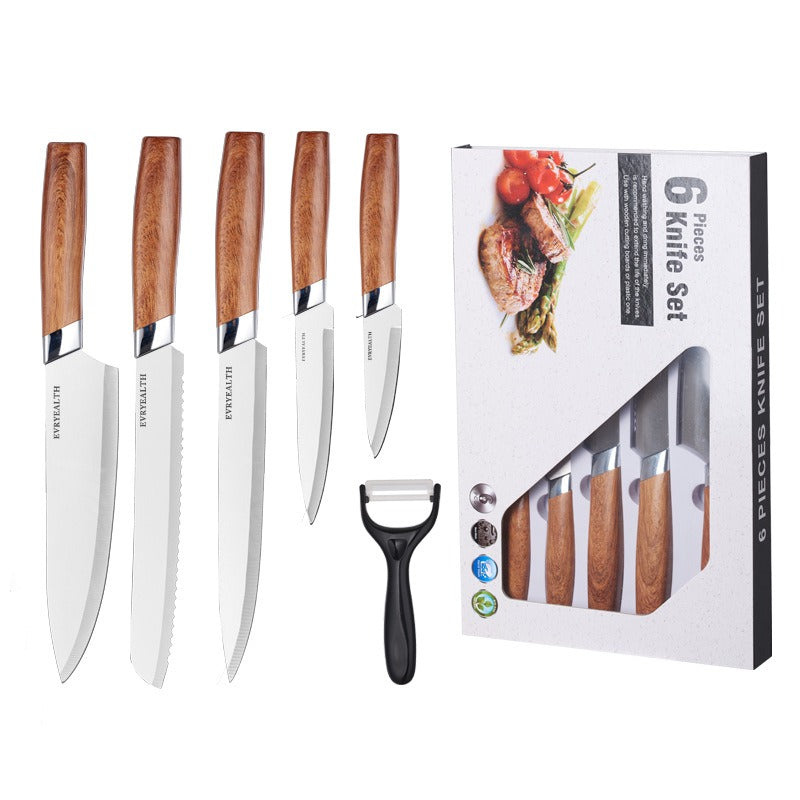 Products Stainless Steel Knife Wooden Handle Knife Set - TheCozyCanteen