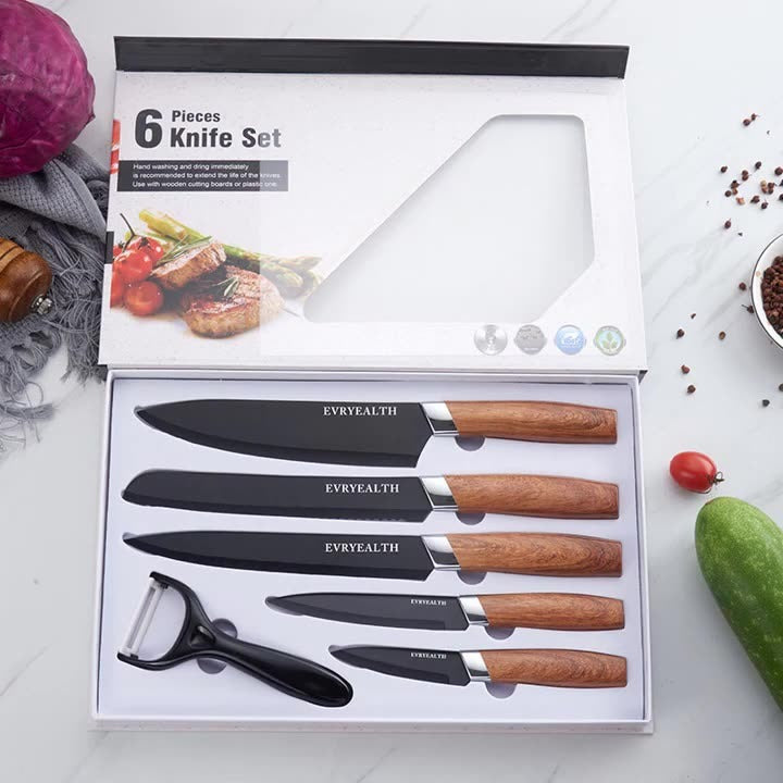 Products Stainless Steel Knife Wooden Handle Knife Set - TheCozyCanteen