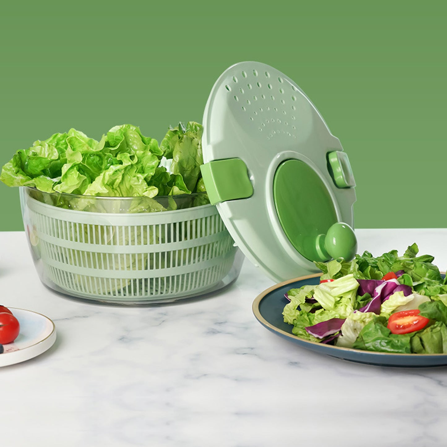 Products Salad Spinner With Lid Large 4L Lettuce/Greens Vegetable Washer - TheCozyCanteen