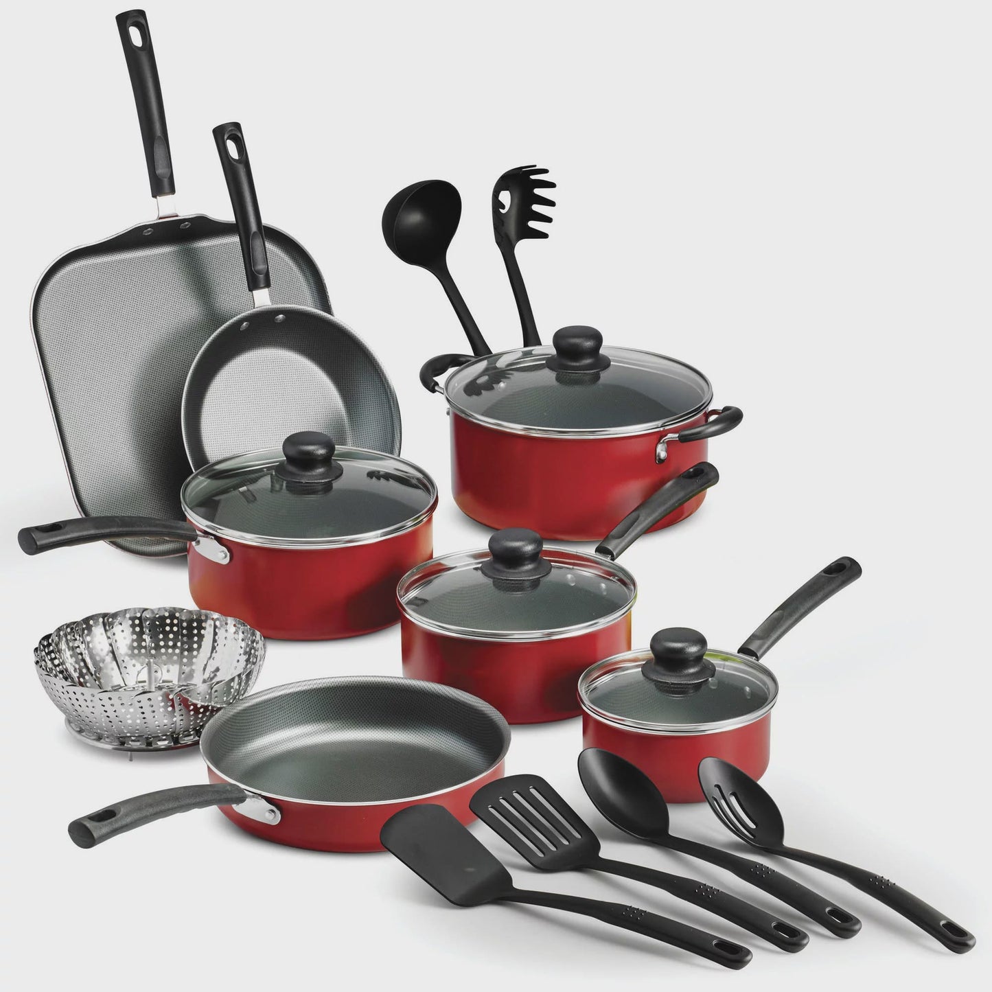 18 Piece Non-stick Cookware Set, Steel Gray Cookware Sets Pots and Pans Kitchen